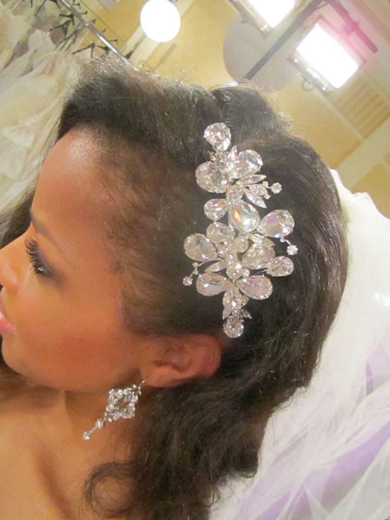 Jewel encrusted headpiece by Malis Henderson.