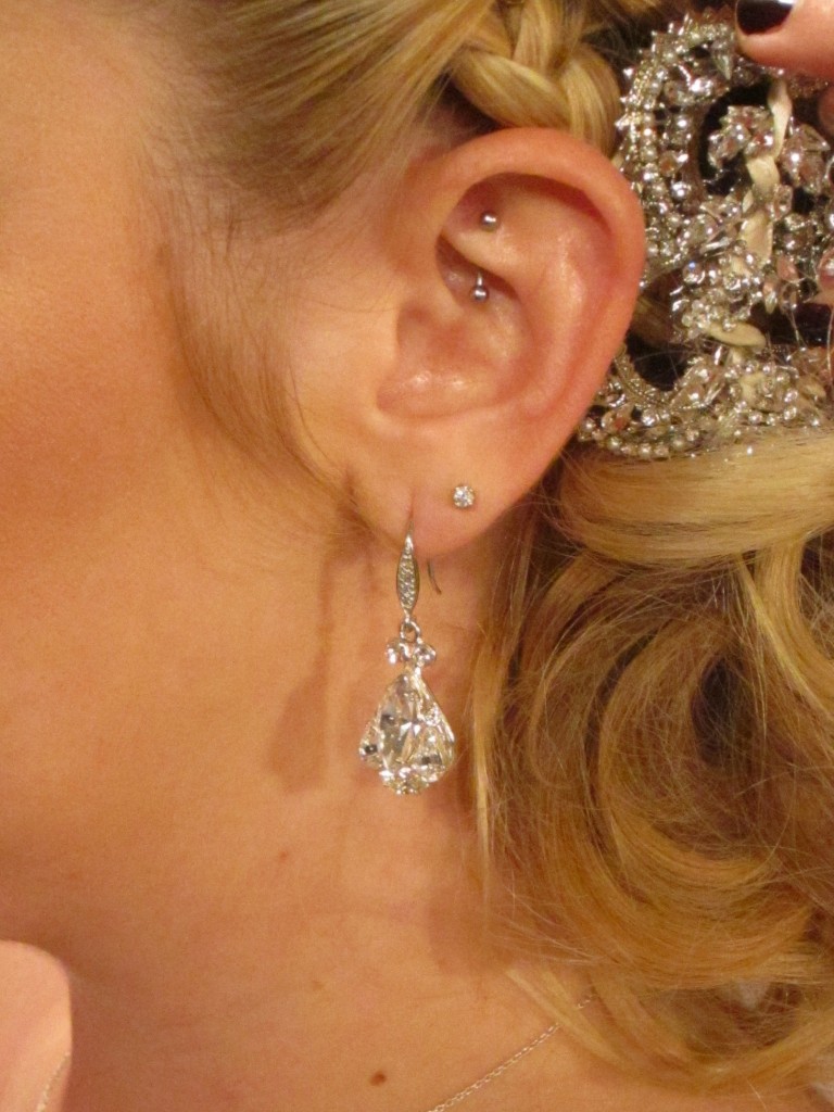 Single drop crystal earrings from Cheryl King added even more sparkle!